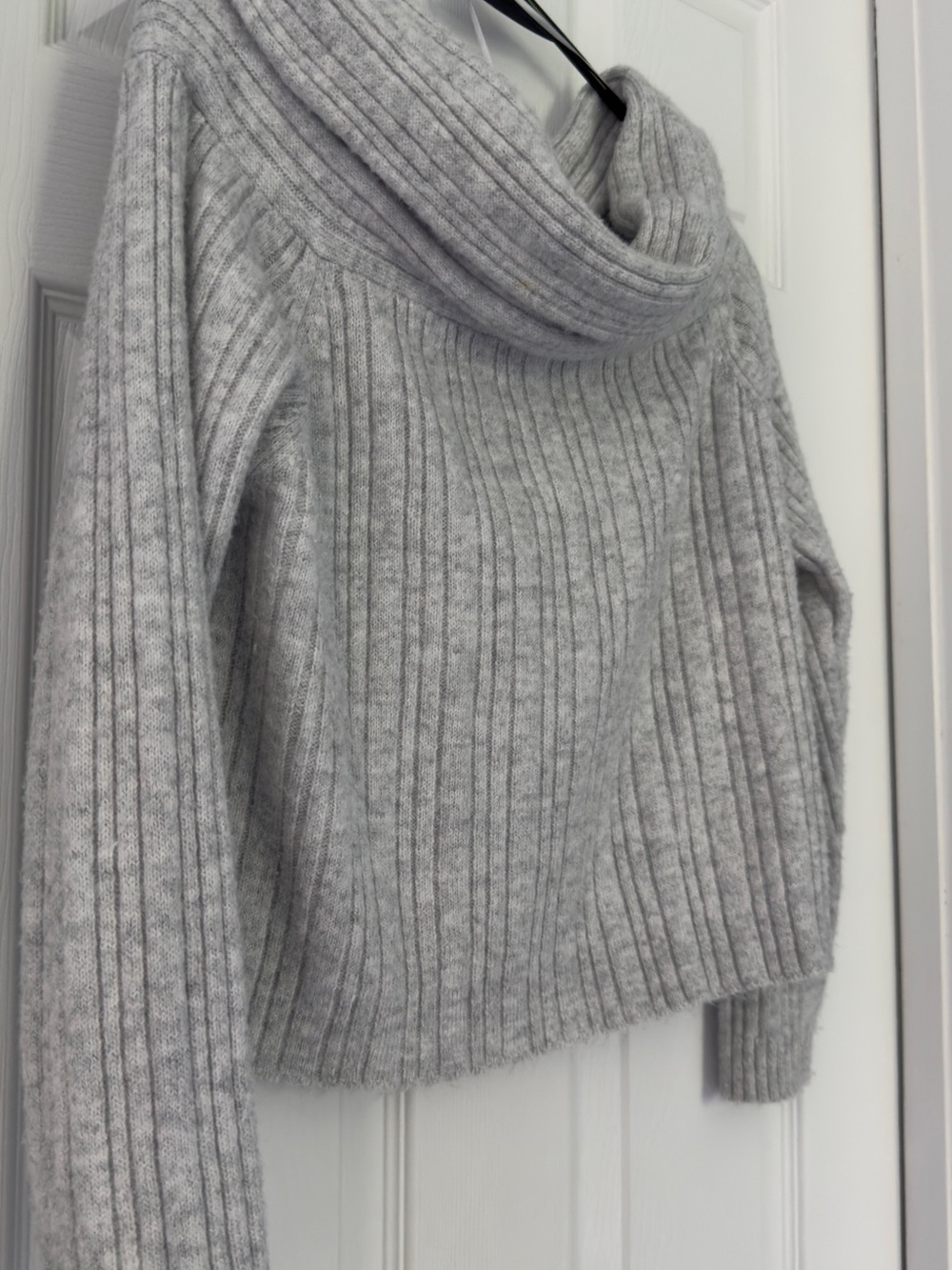 wild fable Ribbed Cowl Neck Sweater - Light Gray